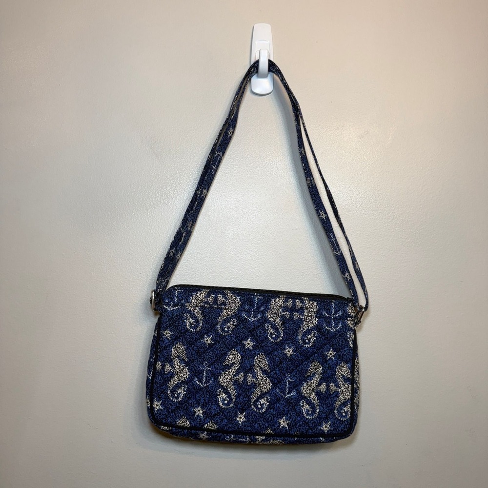 Vera Bradley Seahorse of Course Little Hipster Quilted Crossbody Bag Purse Navy - Picture 7 of 8